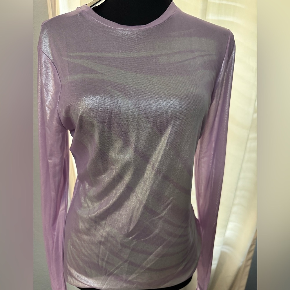 AFRM Lavender Sheer Long Sleeve Top